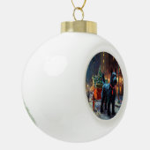 Schotse Terriër Kerst Feestseizoen Keramische Bal Ornament (Links)