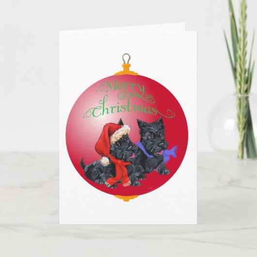 Schotse Terriër Kerst Ornament Feestdagen Kaart (Voorkant)