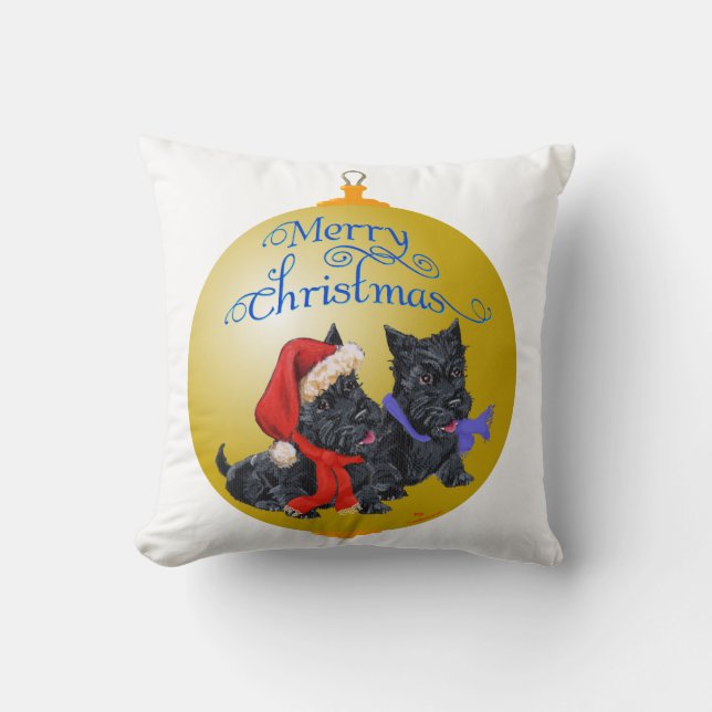 Schotse Terrier Kerst Ornament Kussen (Voorkant)