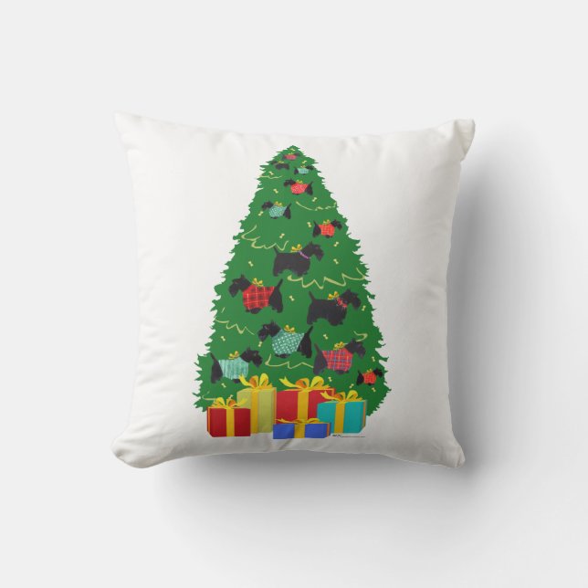 Schotse Terrier Kerstboom Kussen (Voorkant)