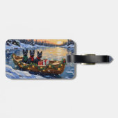 Schotse Terriër Kerstboot Vakantie Bagagelabel (Achterkant horizontaal)