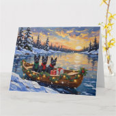 Schotse Terrier Kerstboot Vakantie Kaart (Gele Bloem)