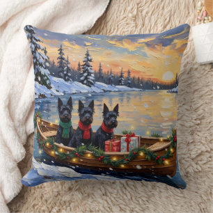 Schotse Terrier Kerstboot Vakantie Kussen