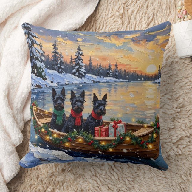 Schotse Terrier Kerstboot Vakantie Kussen (Deken)