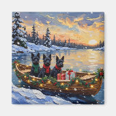 Schotse Terriër Kerstboot Vakantie Magneet (Voorkant)