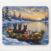 Schotse Terrier Kerstboot Vakantie Muismat (Voorkant)