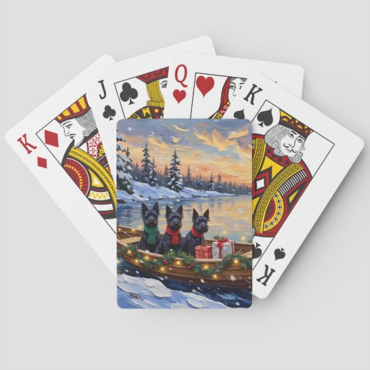 Schotse Terriër Kerstboot Vakantie Pokerkaarten (Achterkant)