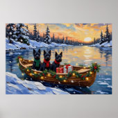Schotse Terrier Kerstboot Vakantie Poster (Voorkant)