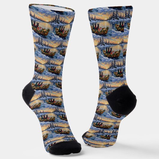 Schotse Terriër Kerstboot Vakantie Sokken (Gebogen)