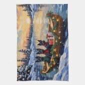 Schotse Terrier Kerstboot Vakantie Theedoek (Verticaal)