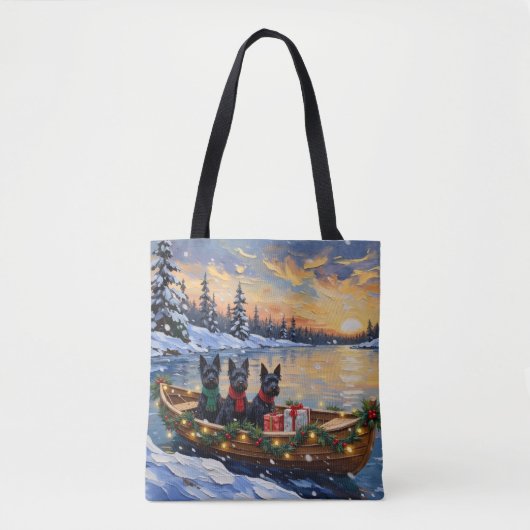 Schotse Terrier Kerstboot Vakantie Tote Bag (Voorkant)
