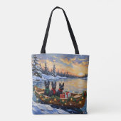 Schotse Terrier Kerstboot Vakantie Tote Bag (Achterkant)