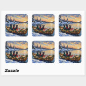 Schotse Terrier Kerstboot Vakantie Vierkante Sticker (Vel)