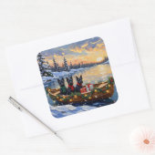 Schotse Terrier Kerstboot Vakantie Vierkante Sticker (Envelop)