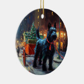 Schotse Terrier Kerstfeest Seizoen Keramisch Ornament (Rechts)