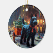 Schotse Terrier Kerstfeest Seizoen Keramisch Ornament (Links)