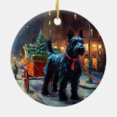 Schotse Terrier Kerstfeest Seizoen Keramisch Ornament (Achterkant)