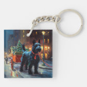 Schotse Terrier Kerstfeest Seizoen Sleutelhanger (Achterkant)