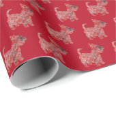 Schotse Terriër Kersthond Schattige Silhouette Roo Cadeaupapier (Rol Hoek)