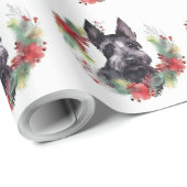 Schotse Terriër Kerstkrans Feestelijke Pup Cadeaupapier (Rol Hoek)