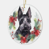 Schotse Terriër Kerstkrans Feestelijke Pup Keramisch Ornament (Links)