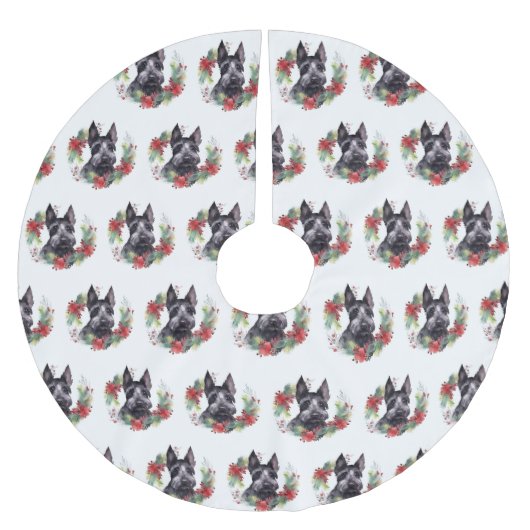 Schotse Terriër Kerstkrans Feestelijke Pup Kerstboom Rok (Voorkant)