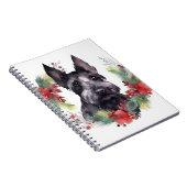 Schotse Terriër Kerstkrans Feestelijke Pup Notitieboek (Rechterzijde)