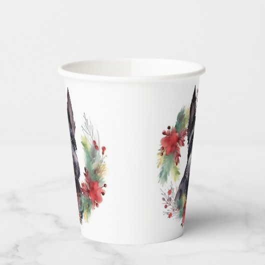 Schotse Terriër Kerstkrans Feestelijke Pup Papieren Bekers (Links)