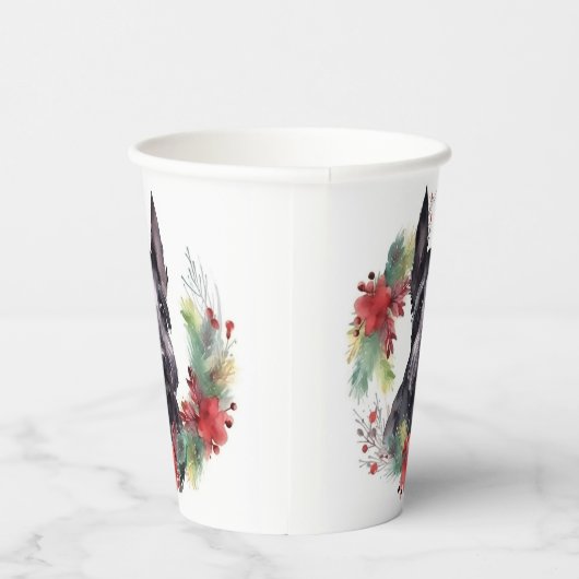 Schotse Terriër Kerstkrans Feestelijke Pup Papieren Bekers (Rechts)