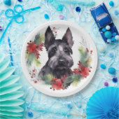 Schotse Terriër Kerstkrans Feestelijke Pup Papieren Bordje (Feest)