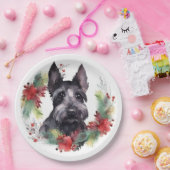 Schotse Terriër Kerstkrans Feestelijke Pup Papieren Bordje (Feest)