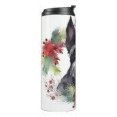 Schotse Terriër Kerstkrans Feestelijke Pup Thermosbeker (Gedraaid links)