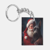 Schotse Terrier Kerstman Festive Kerstmis Sleutelhanger (Voorkant Links)
