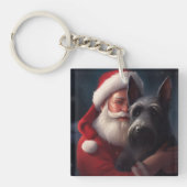 Schotse Terrier Kerstman Festive Kerstmis Sleutelhanger (Voorkant)