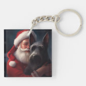 Schotse Terrier Kerstman Festive Kerstmis Sleutelhanger (Achterkant)