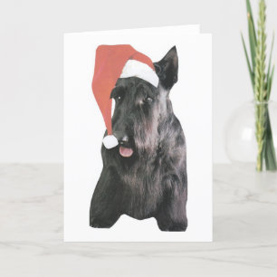 Schotse Terriër Kerstman Hoed Kerstmis Feestdagen Kaart