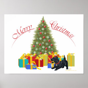 Schotse Terriër Kerstmis Poster