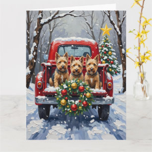Schotse Terrier Kerstmis Rode Truck Vakantie Kaart