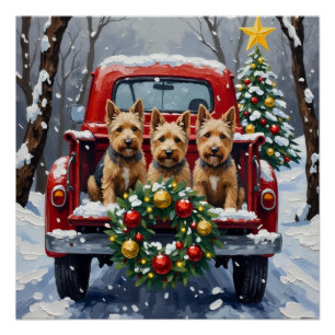Schotse Terrier Kerstmis Rode Truck Vakantie Perfect Poster