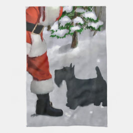 Schotse Terrier Kerstmis Theedoek