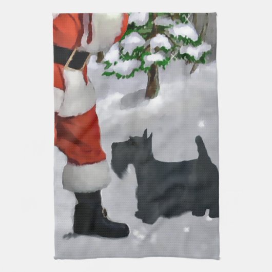 Schotse Terrier Kerstmis Theedoek (Verticaal)