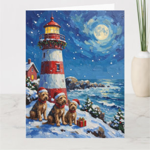 Schotse Terrier Kerstmis Vuurtoren Vakantie Kaart