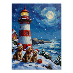 Schotse Terrier Kerstmis Vuurtoren Vakantie Perfect Poster