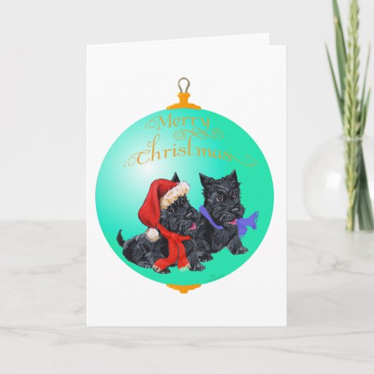 Schotse Terriër Kerstversiering Feestdagen Kaart (Voorkant)