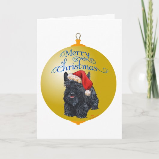 Schotse Terriër Kerstversiering Feestdagen Kaart (Voorkant)