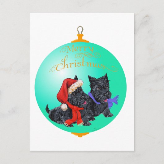 Schotse Terriër Kerstversiering Feestdagenkaart (Voorkant)