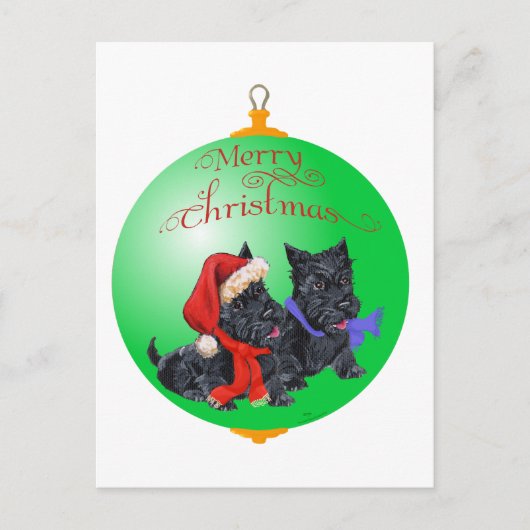 Schotse Terriër Kerstversiering Feestdagenkaart (Voorkant)