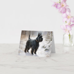 Schotse Terrier Laat het Sneeuwen Kerstmis Kaart