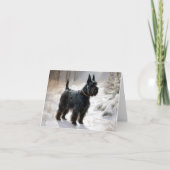 Schotse Terrier Laat het Sneeuwen Kerstmis Kaart (Voorkant)