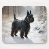Schotse Terrier Laat het Sneeuwen Kerstmis Muismat (Voorkant)